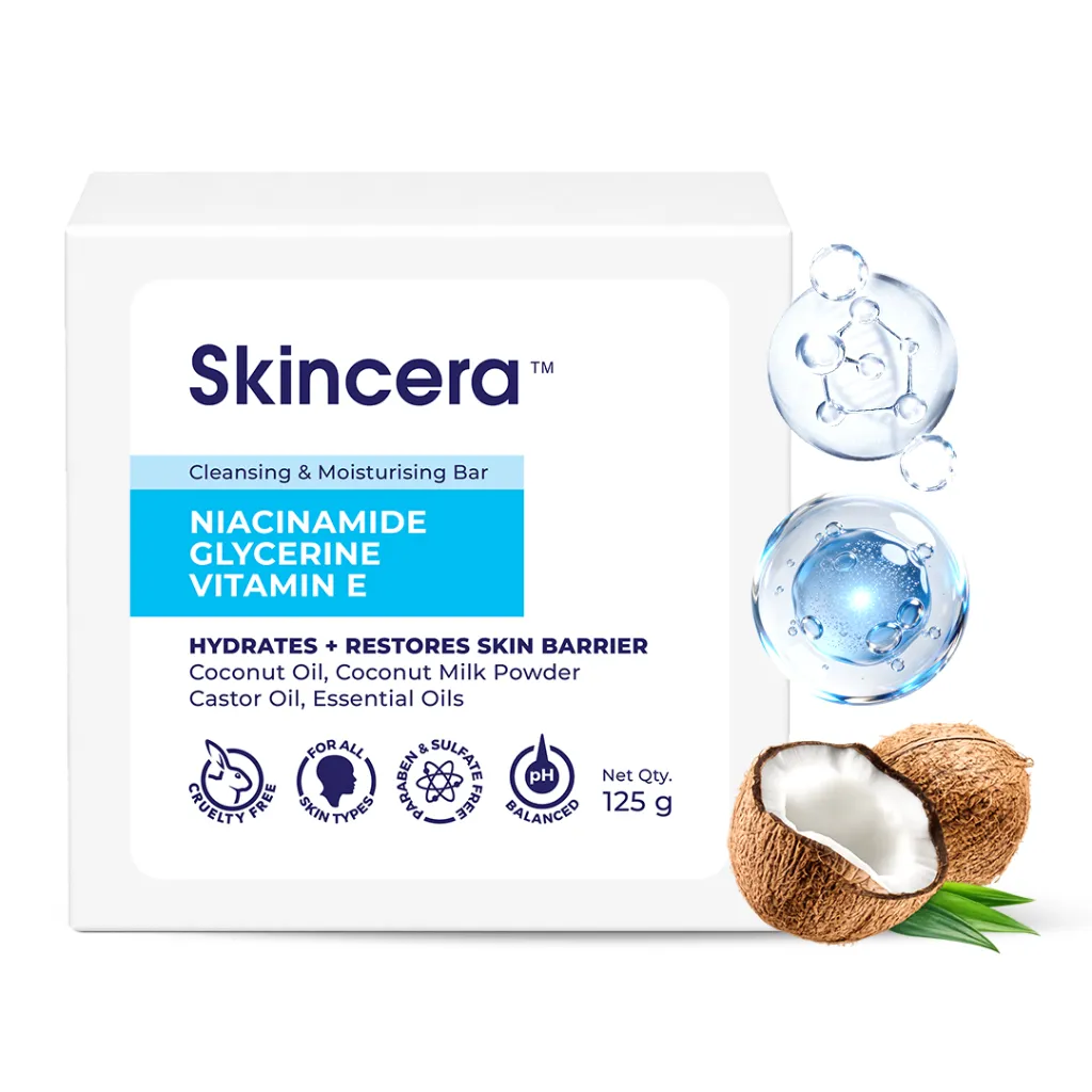 Cleansing and Moisturising Bath Soap | Niacinamide (vitamin B3), Glycerine, Vitamin E, Coconut Oil, Coconut Milk, Castor Oil, Essential Oil | For Brightening, Dark Spots, Pigmentation, Restores Skin Barrier | Paraben & Sulfate Free
