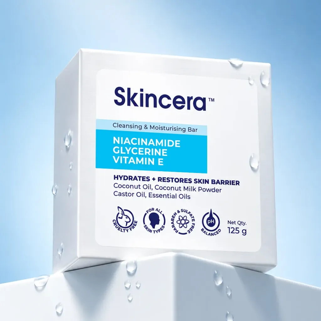 Skincera Niacinamide Glycerine Vitamin E Cleansing and Moisturising Bar | For Brightening, Dark Spots & Pigmentation | 125g